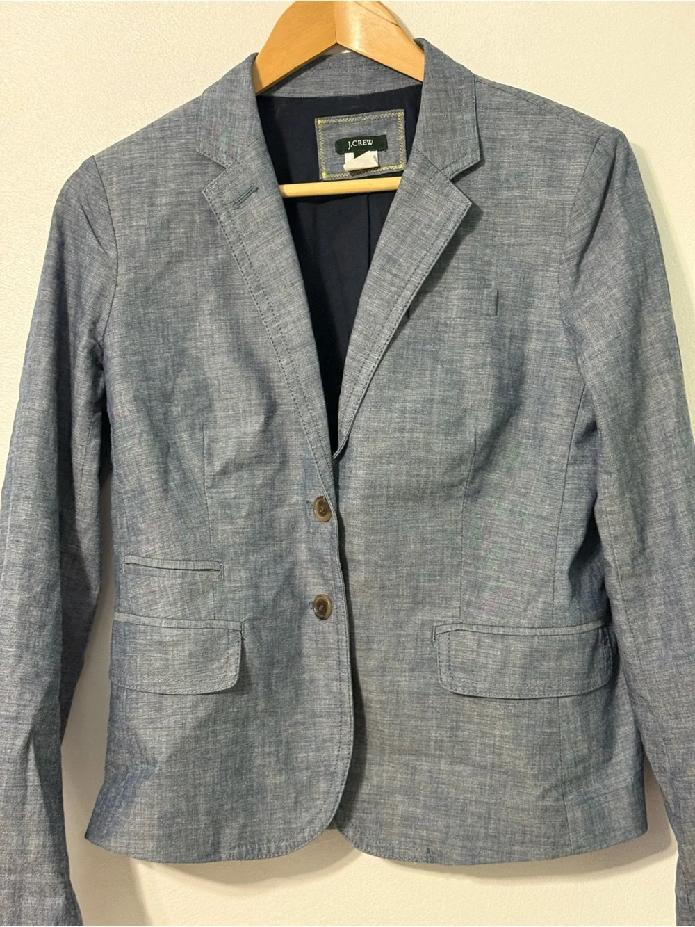 J. Crew Heathered Light Blue Linen-Blend Blazer